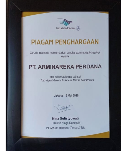 Sertifikat TOP AGENT — Middle East Routes